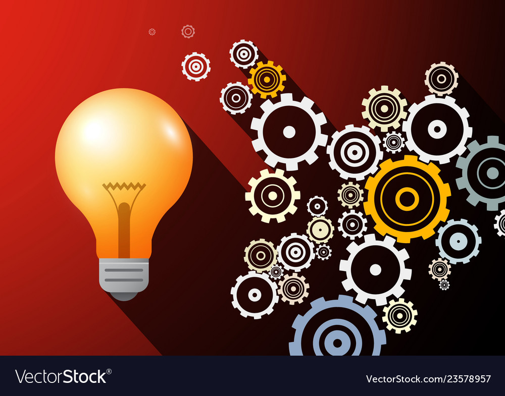 Technology abstract background with cogs and bulb