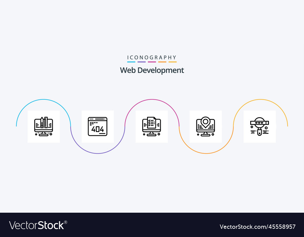 Web development line 5 icon pack including