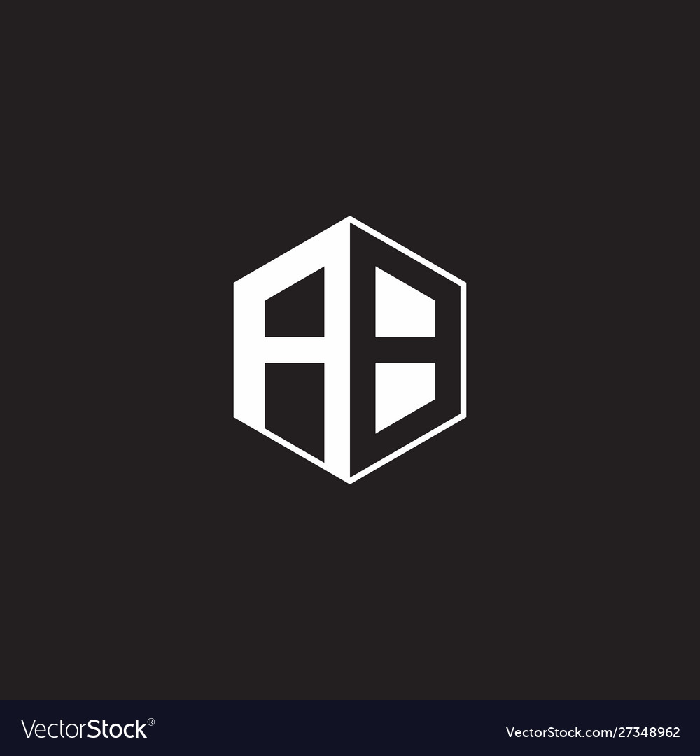 Ab logo monogram hexagon with black background Vector Image