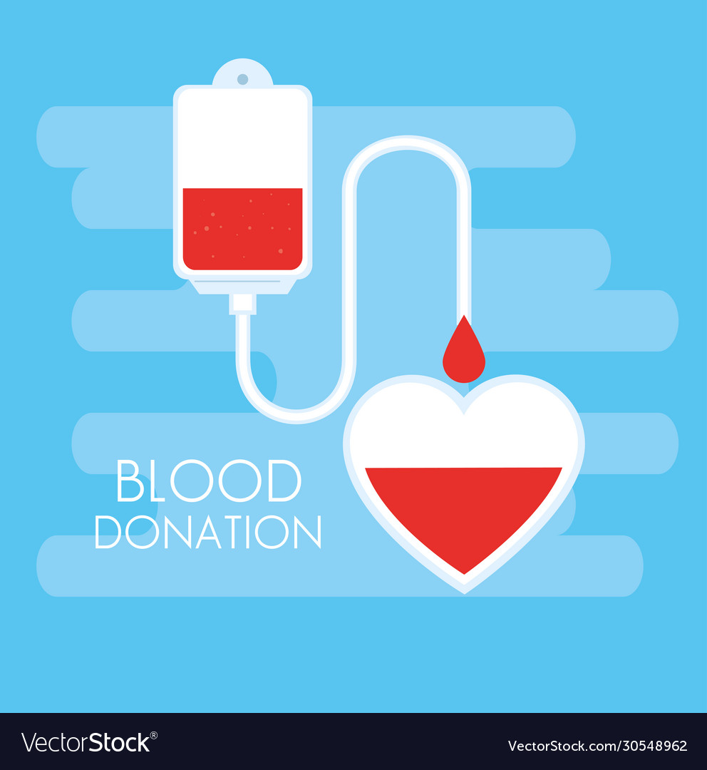 Bag with heart blood donation Royalty Free Vector Image