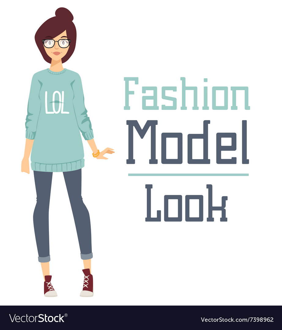 Beautiful cartoon fashion girl model Royalty Free Vector