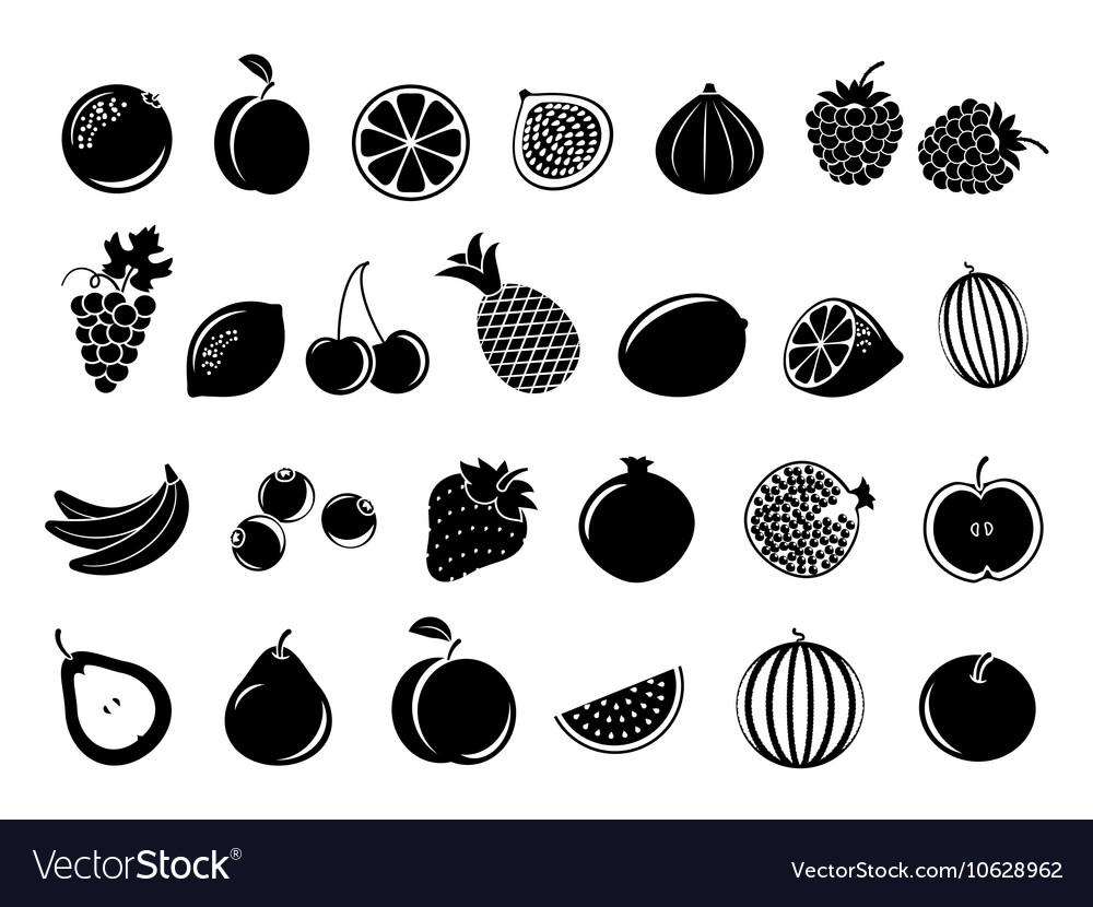 Black fruit icons Royalty Free Vector Image - VectorStock