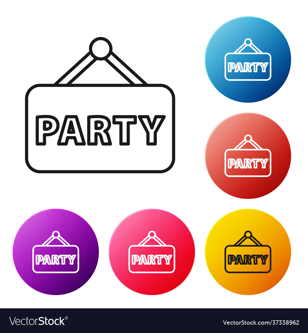 Black line signboard party icon isolated on white