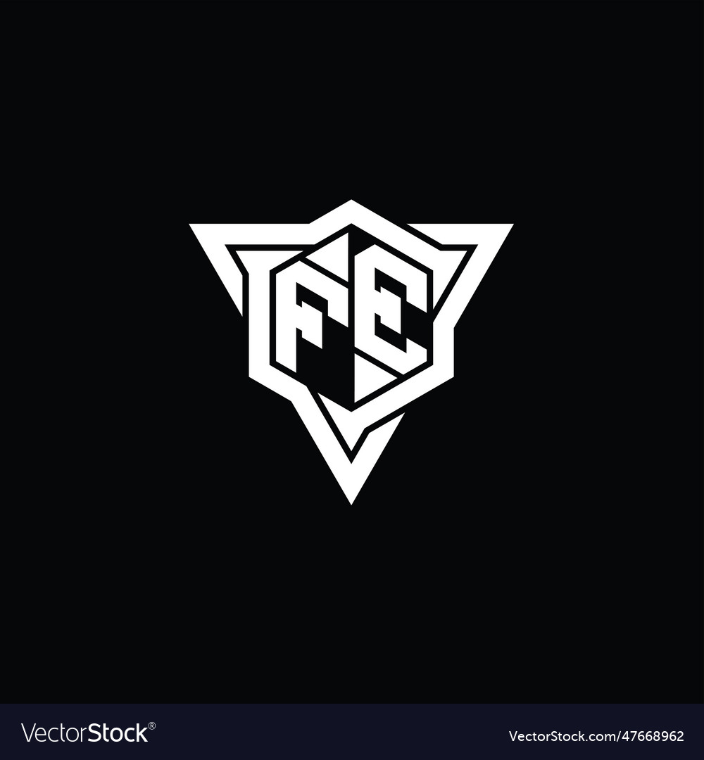 Fe logo monogram hexagon shape with triangle