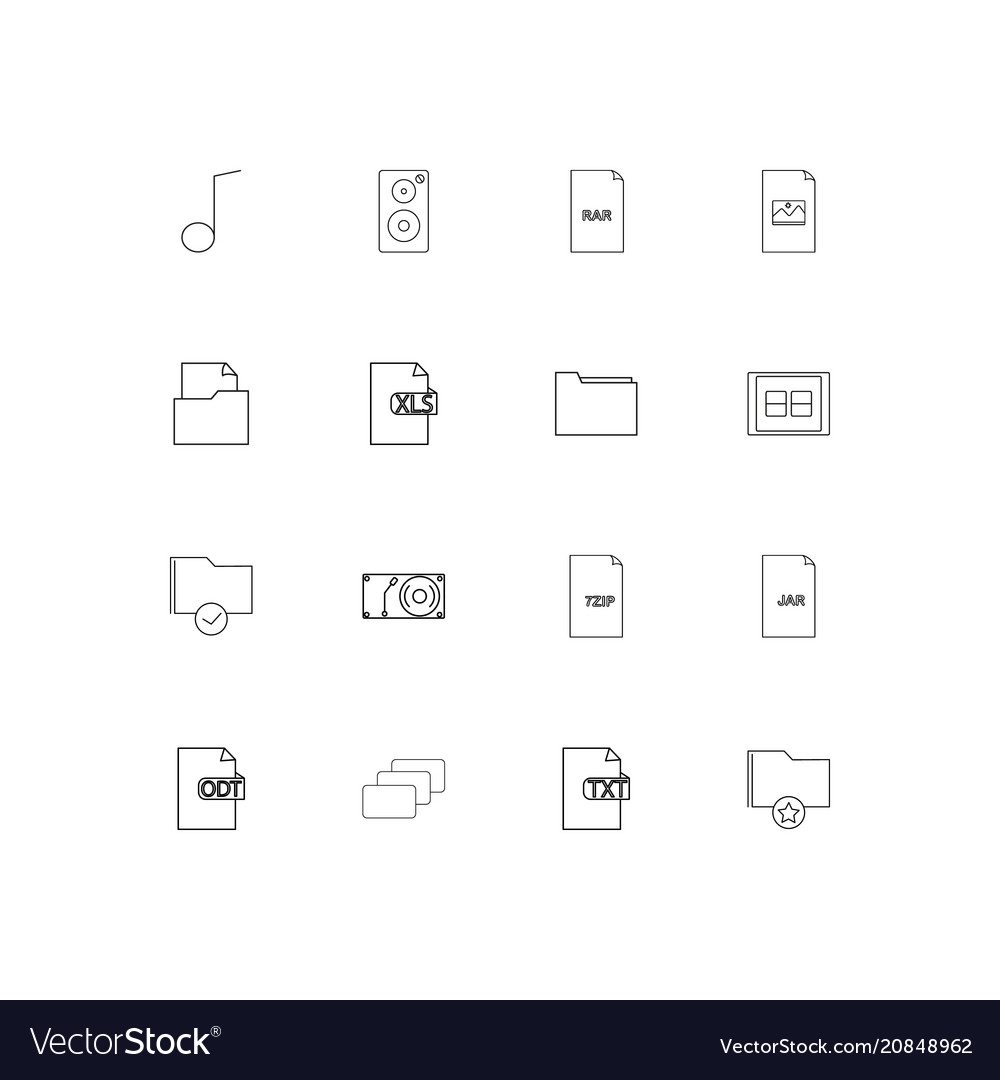 Files and folders sign linear thin icons set