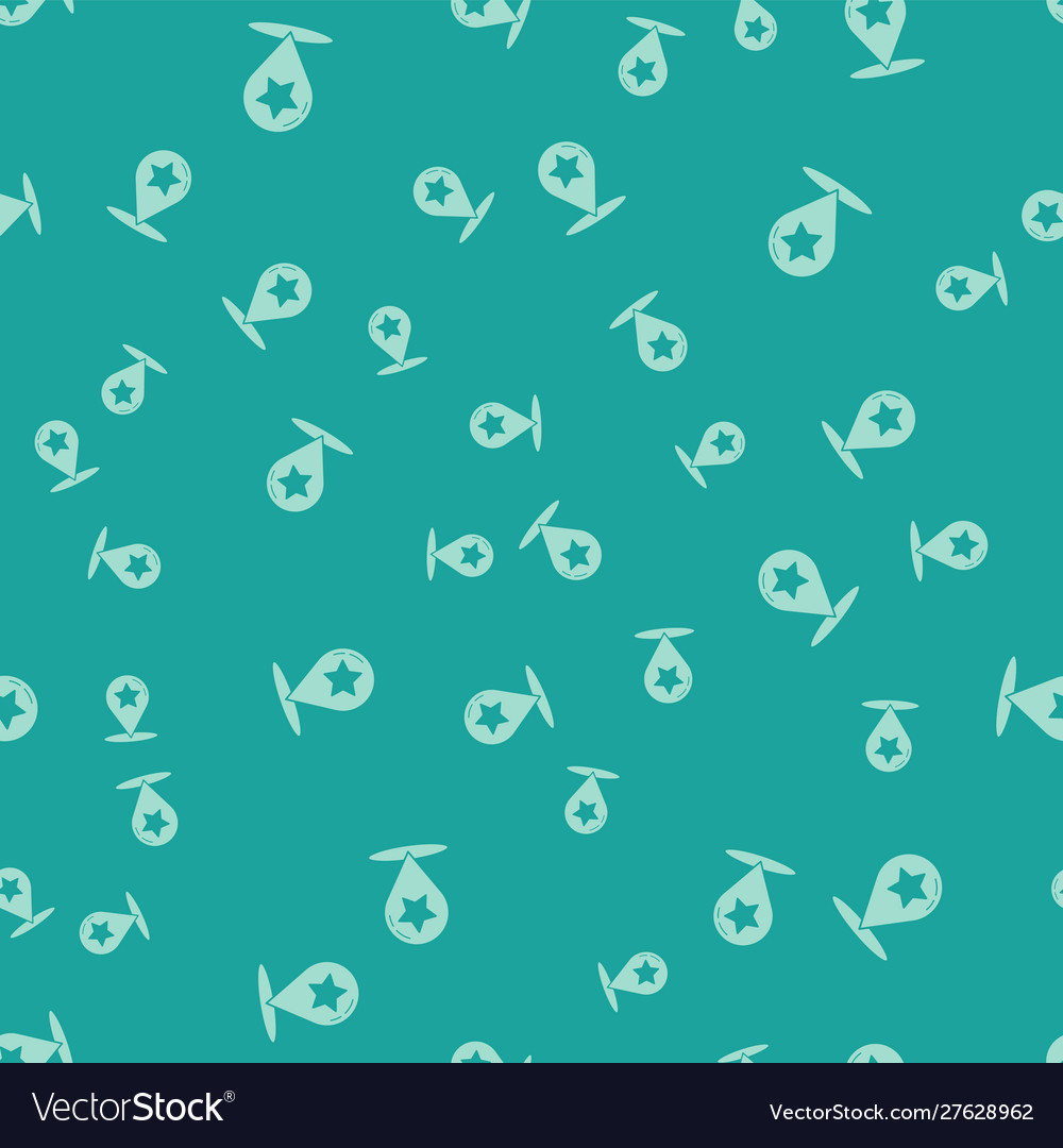 Green map pointer with star icon isolated seamless vector image Green map pointer with star icon isolated seamless