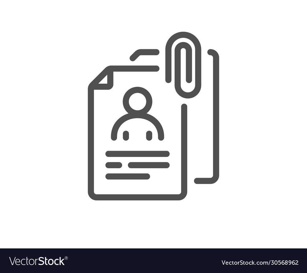 Interview documents line icon cv file attachment