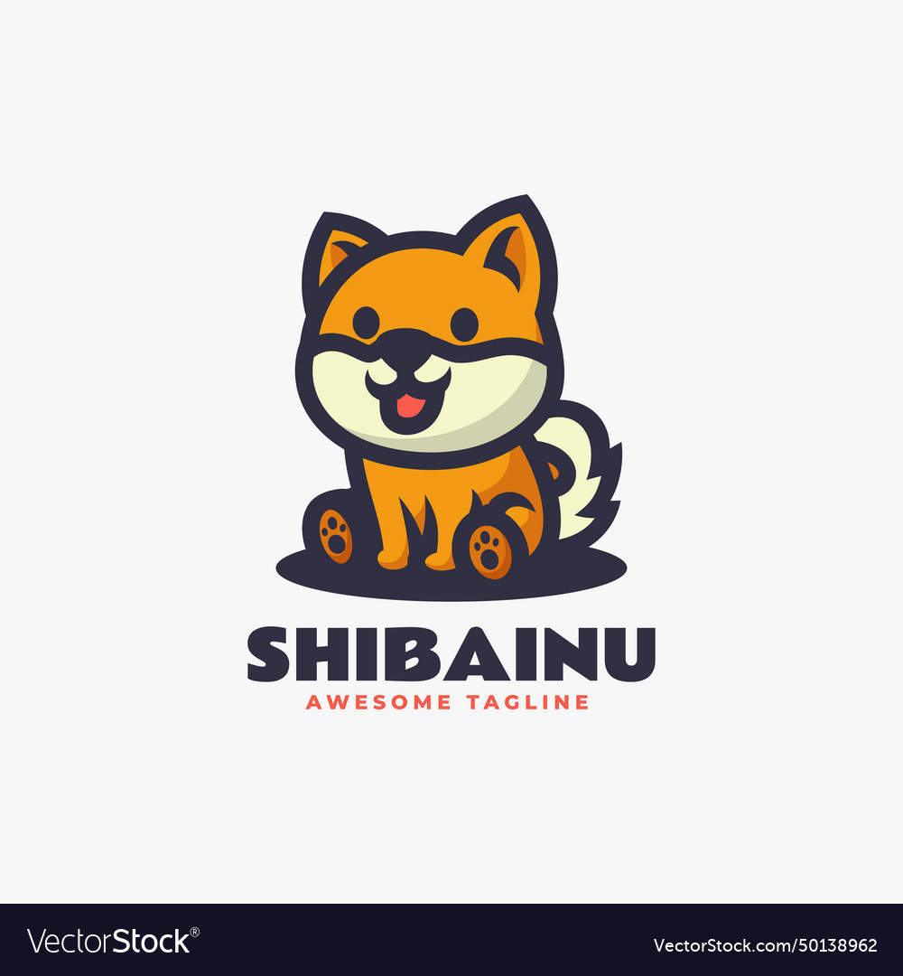 Logo shiba inu mascot cartoon style Royalty Free Vector