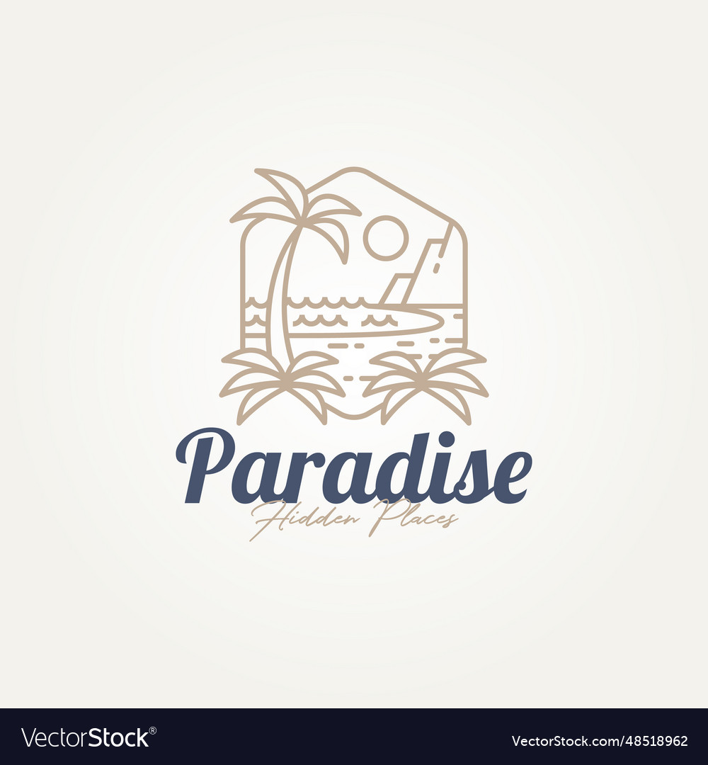 Minimalist paradise beach hidden place icon logo Vector Image