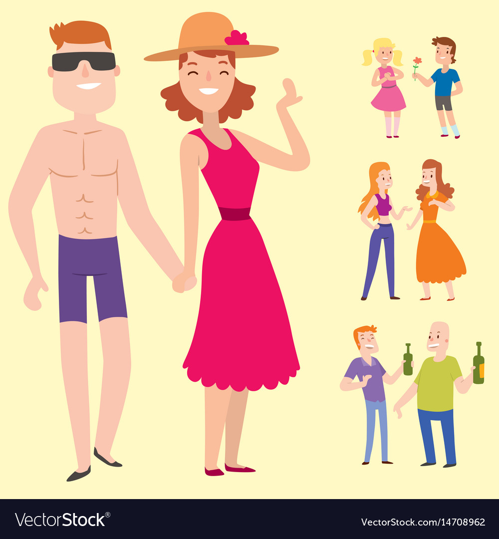 People happy couple cartoon relationship