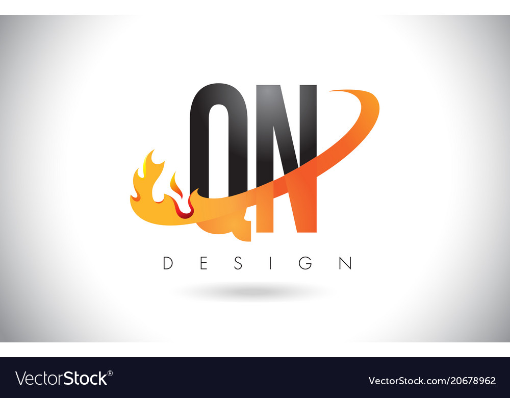 Qn q n letter logo with fire flames design