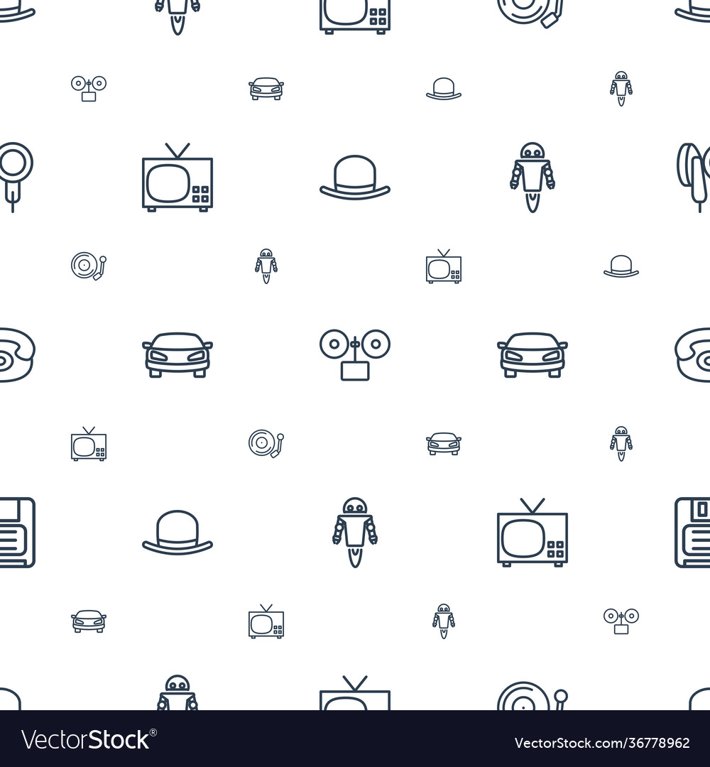 Retro icons pattern seamless white background vector image Retro icons pattern seamless white background