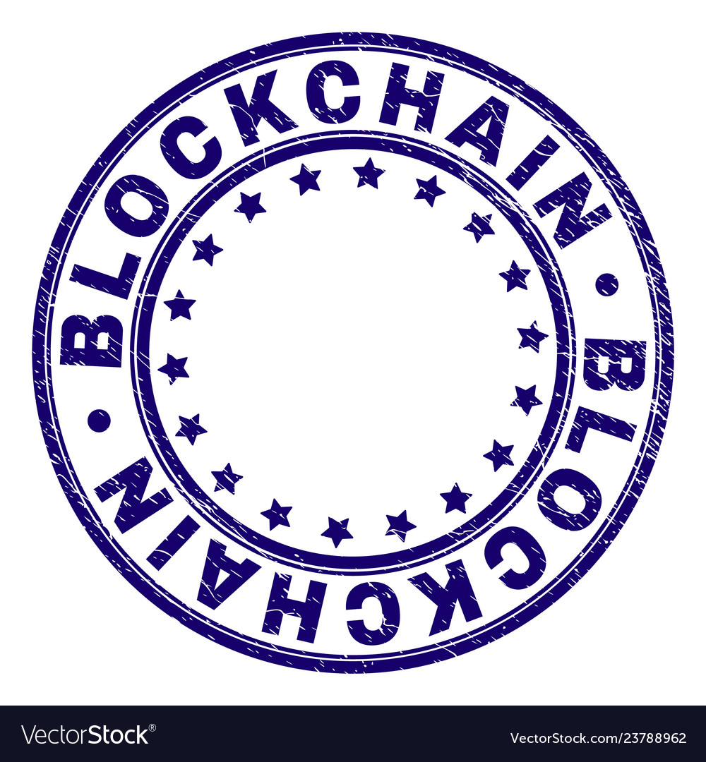Scratched textured blockchain round stamp seal