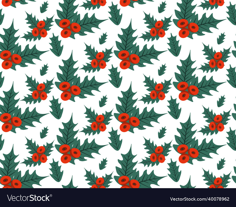 Seamless floral pattern with winter plants hand