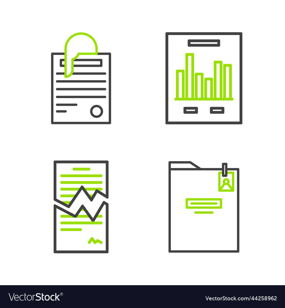 Set line personal folder torn contract document vector image Set line personal folder torn contract document