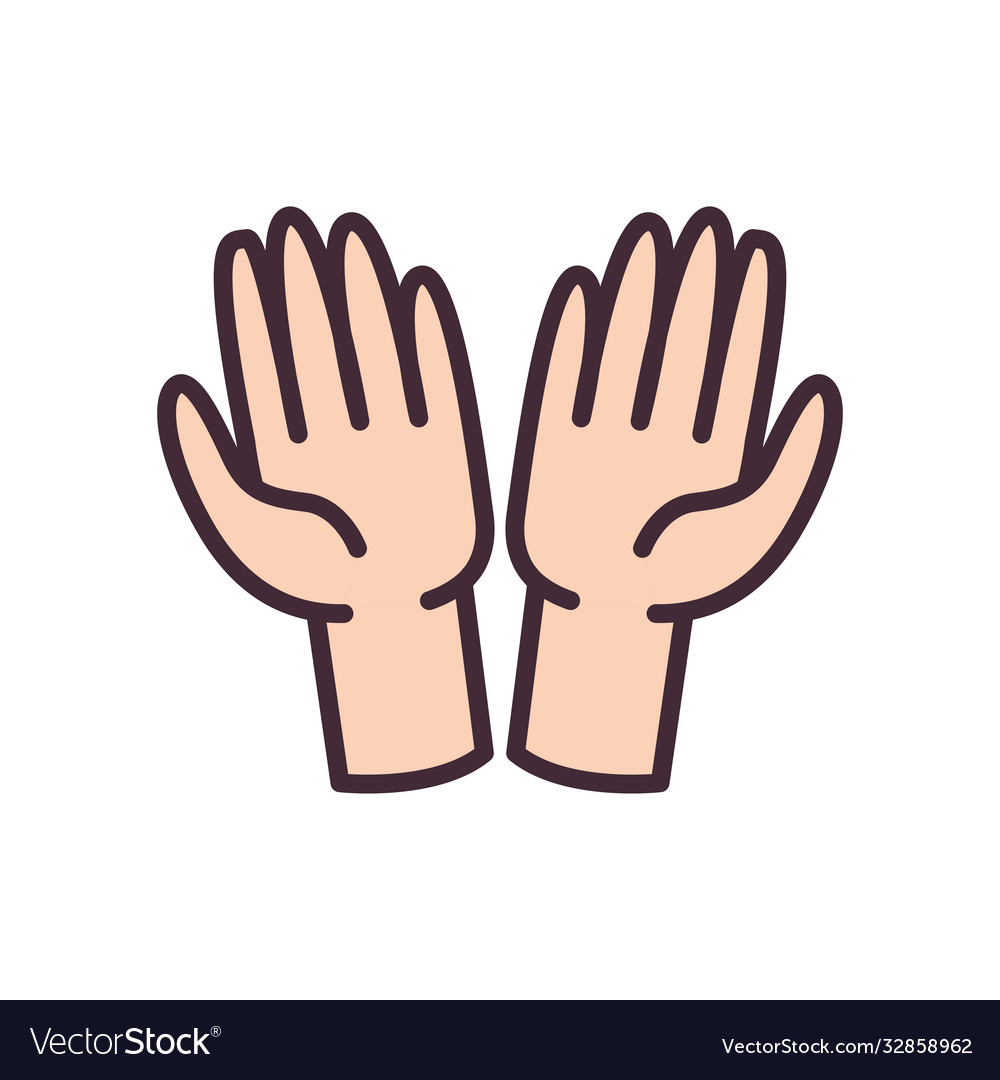 Sign with open hands line and fill style icon