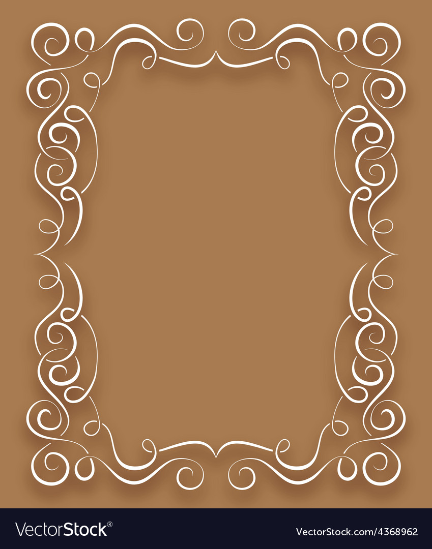 White frame with curls on a brown background