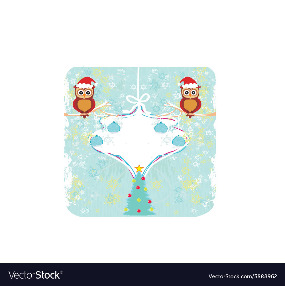 Winter card with cute owls