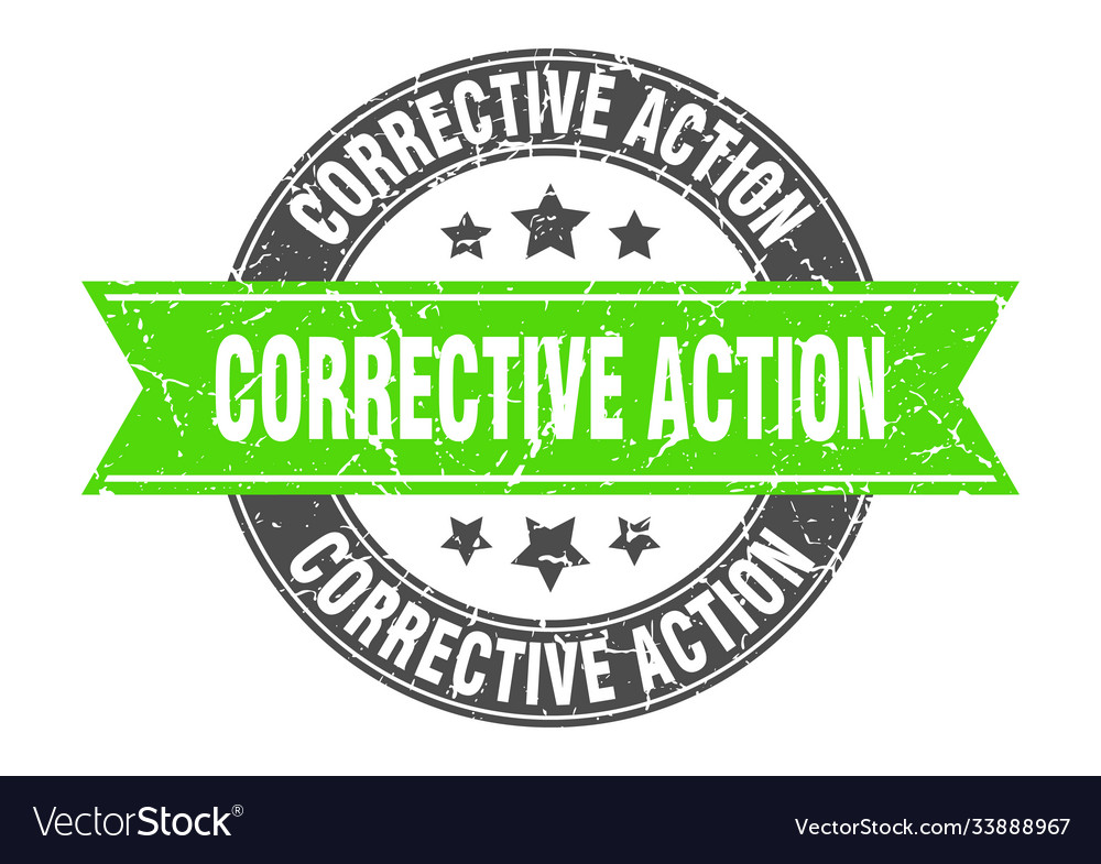Corrective action round stamp with ribbon label vector image Corrective action round stamp with ribbon label