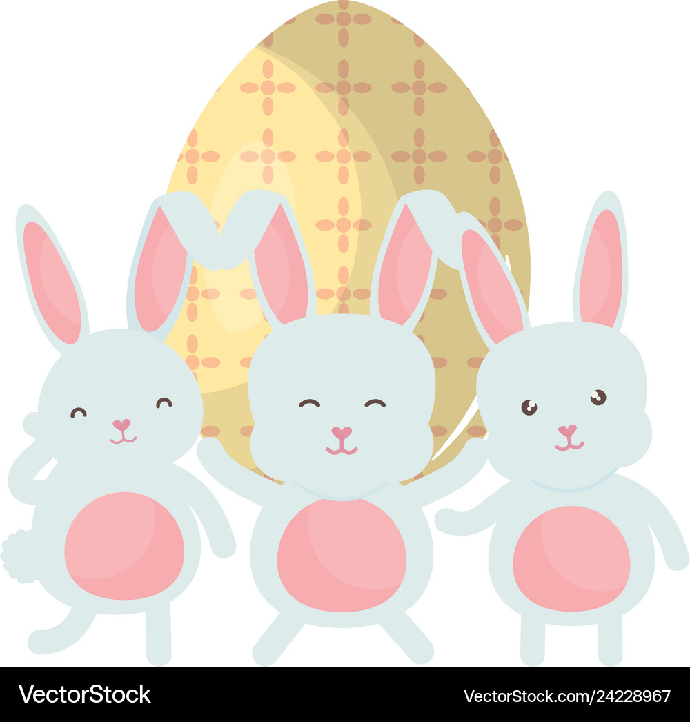 Cute rabbits with easter egg painted Royalty Free Vector