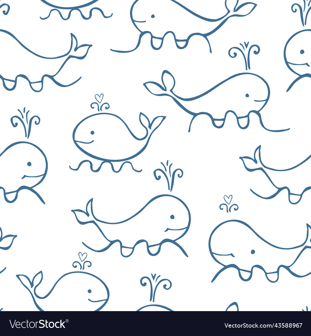 Cute whales pattern Royalty Free Vector Image - VectorStock