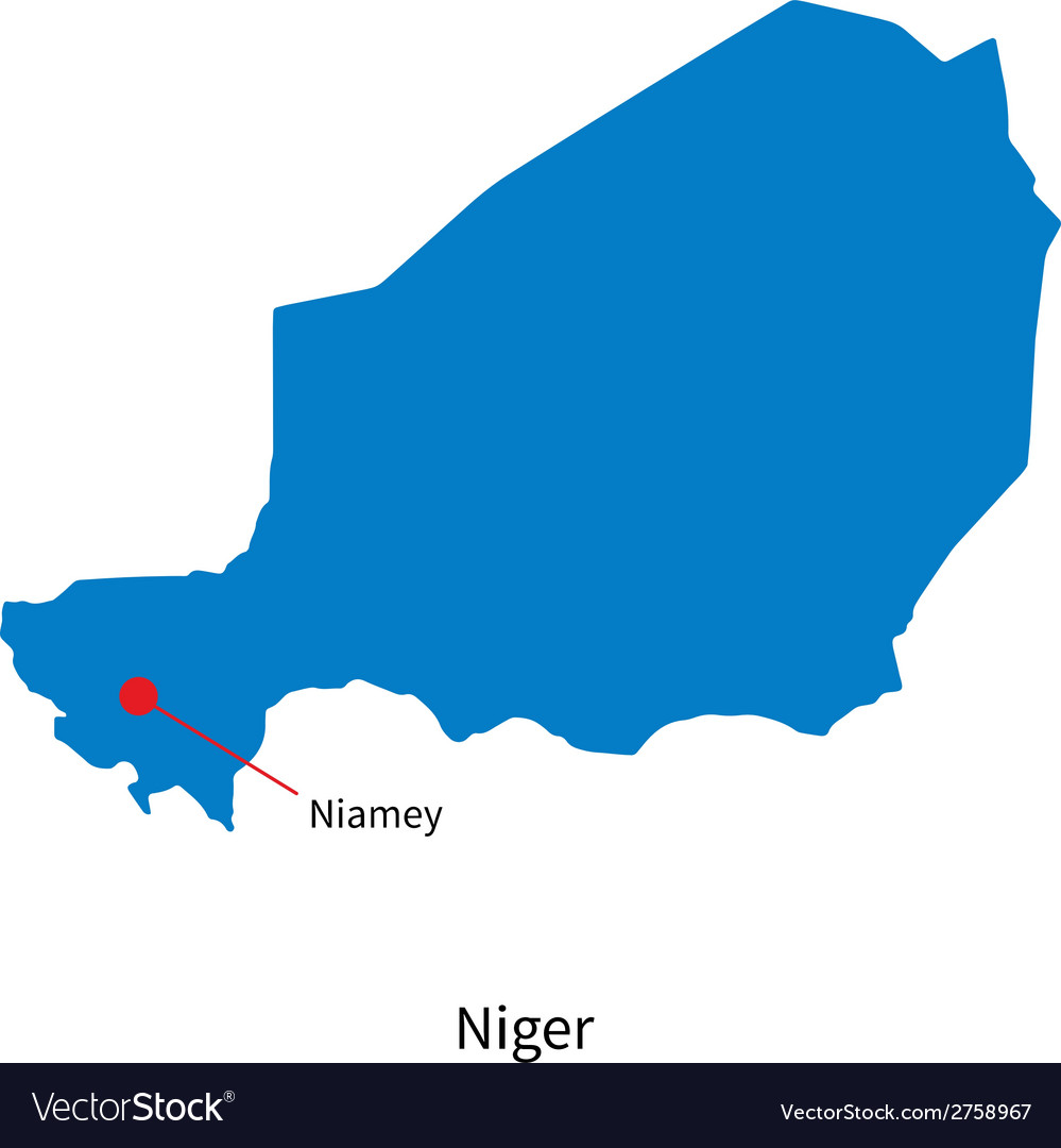 Detailed map of niger and capital city niamey Vector Image