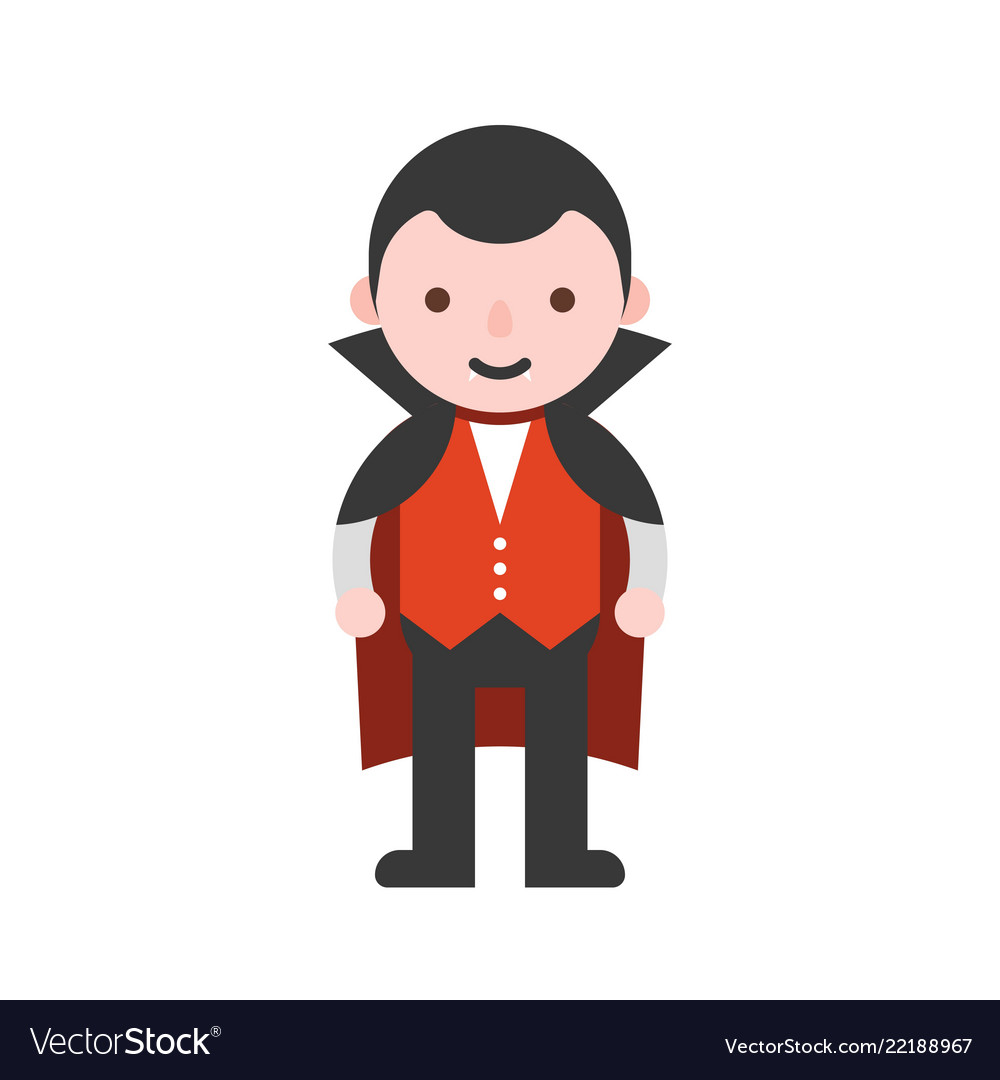 Dracular children in halloween costume flat design