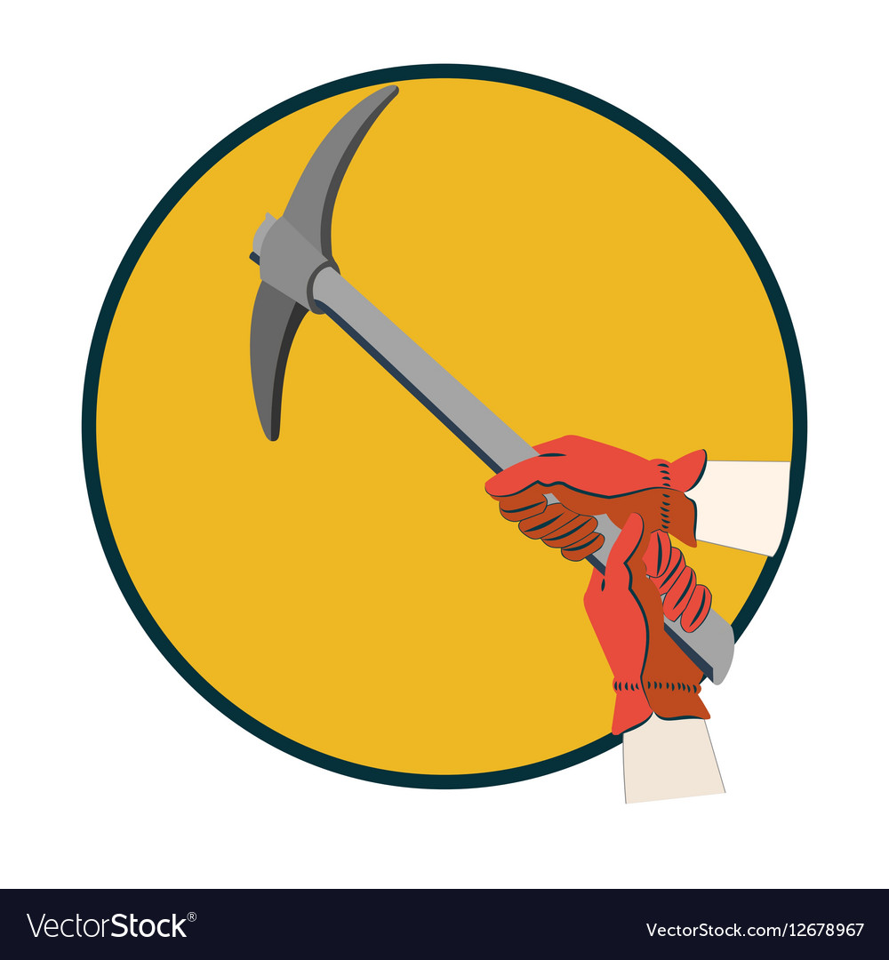 Hands in gloves using pickax