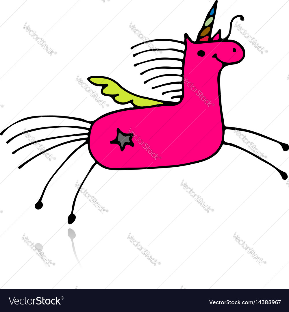 Magic unicorn sketch for your design