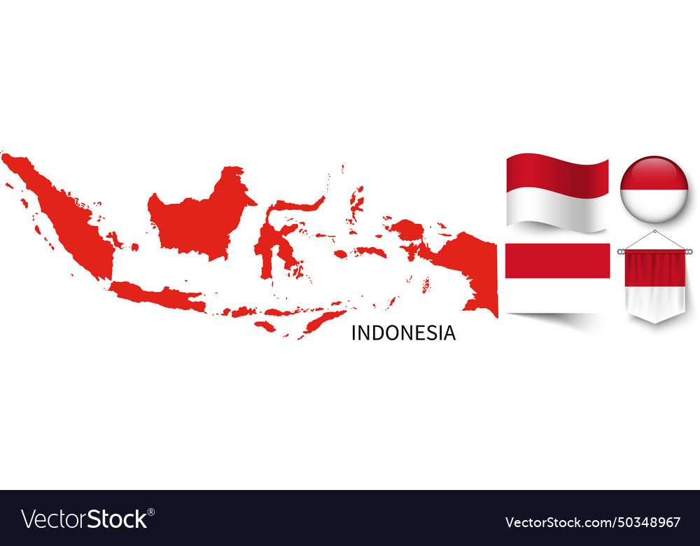 Map of indonesia various flags