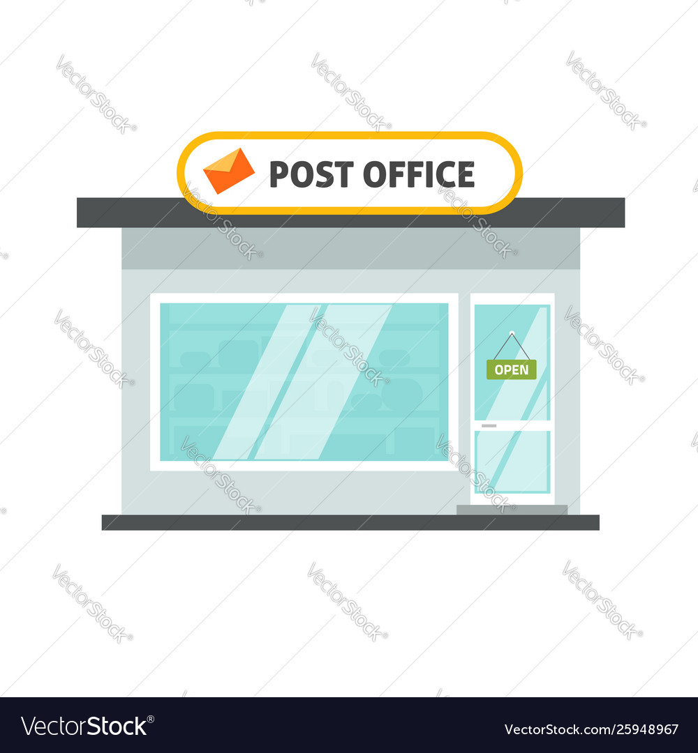 Post office isolated building on white background Vector Image