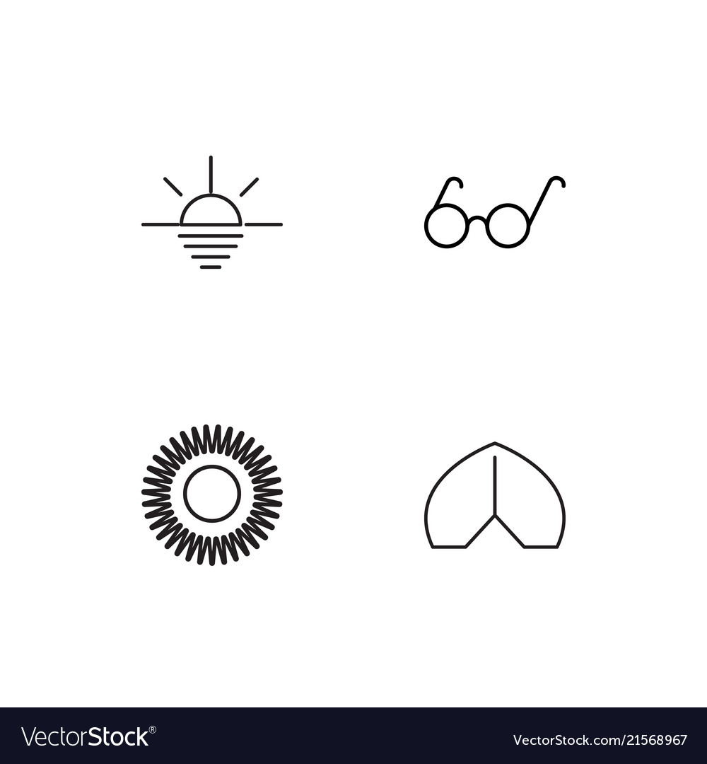 Summer linear icons set simple outline