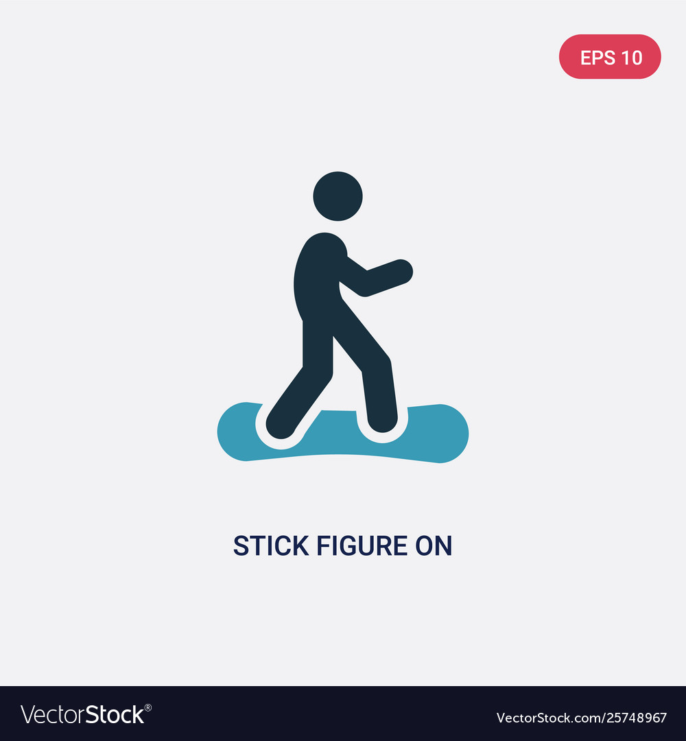 Zwei Farbe Stick Figur auf Snowboard-Symbol von