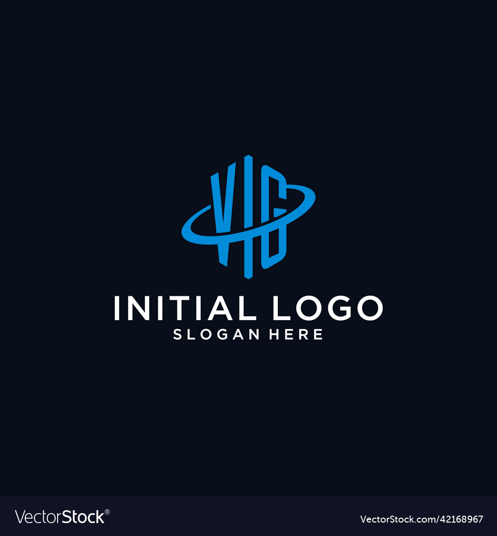 Vg initial monogram logo with hexagonal shape Vector Image Vg initial monogram logo with hexagonal shape