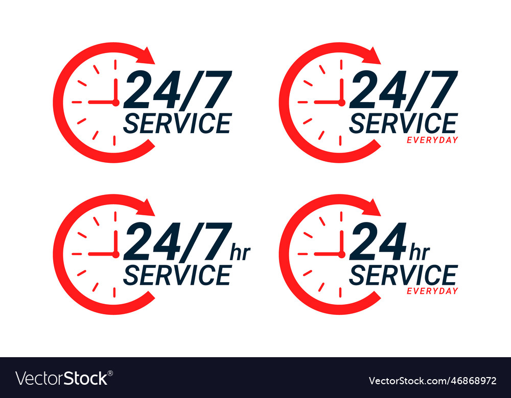 24 hours service everyday clock with arrow icon