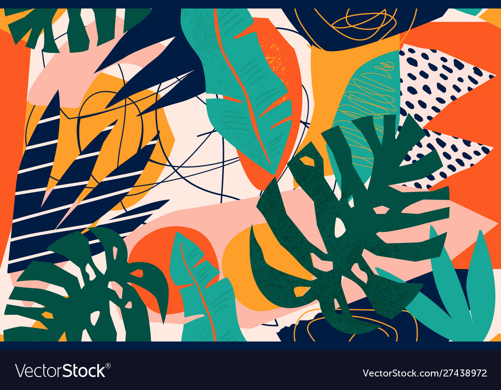 Abstract modern tropical paradise collage vector image Abstract modern tropical paradise collage