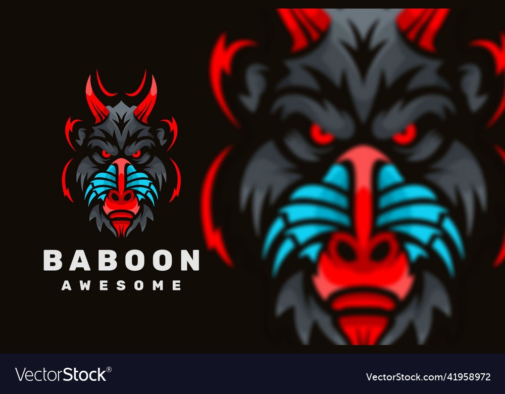 Baboon head character mascot logo