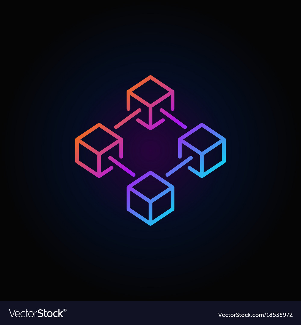 Blockchain colorful line icon or logo