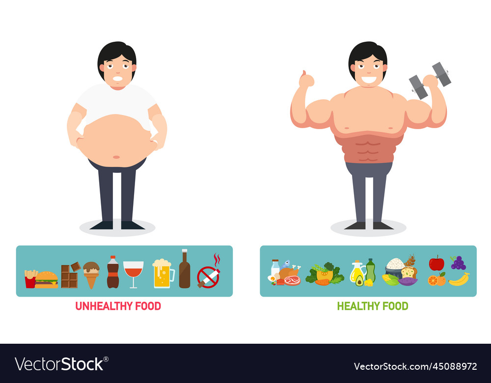 comparison-of-the-man-who-had-unhealthy-lifestyle-vector-image