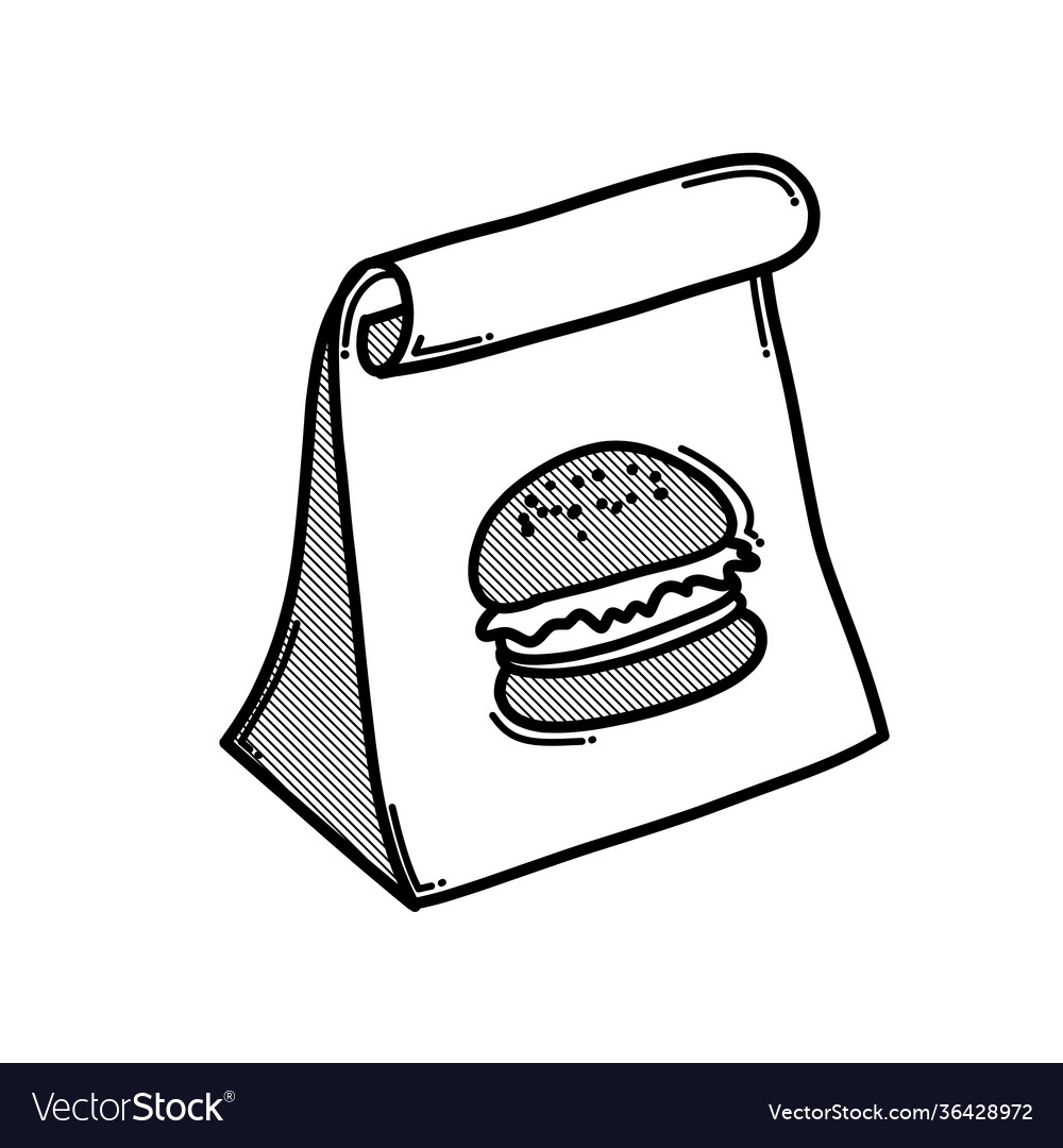 Food bag doodle icon drawing sketch hand drawn