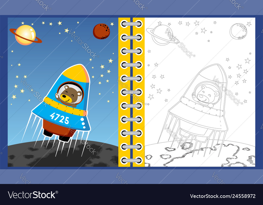 Funny astronaout cartoon on rocket in space Vector Image Funny astronaout cartoon on rocket in space Vector Image