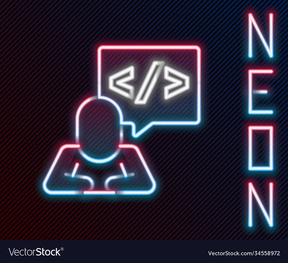 Glowing neon line web design and front end Vector Image Glowing neon line web design and front end