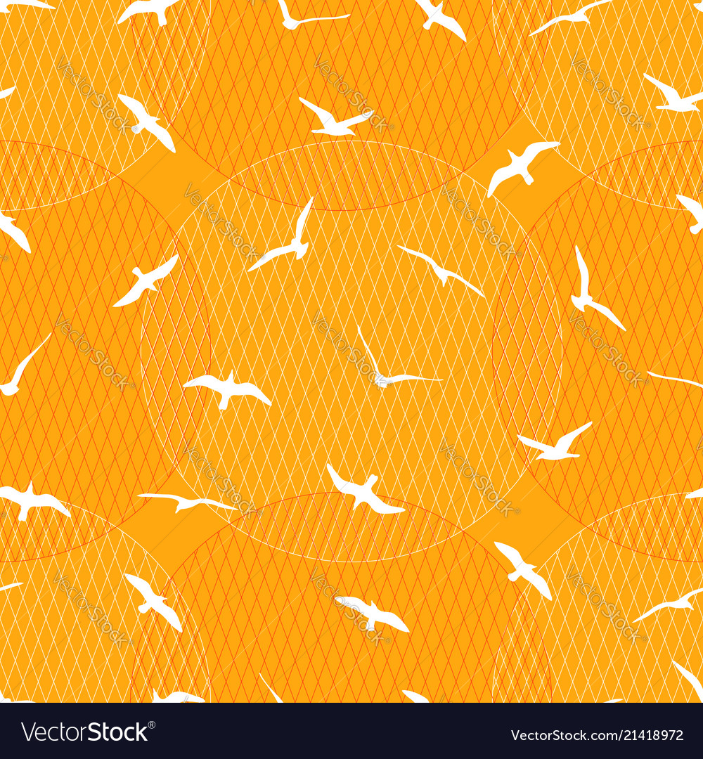 Gulls on Yellow Background Pattern