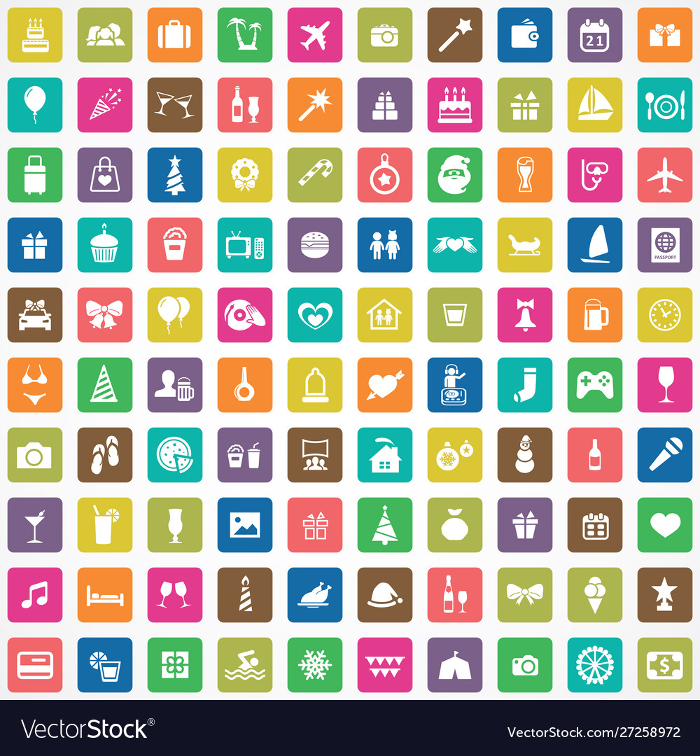 Holiday 100 icons universal set for web and ui