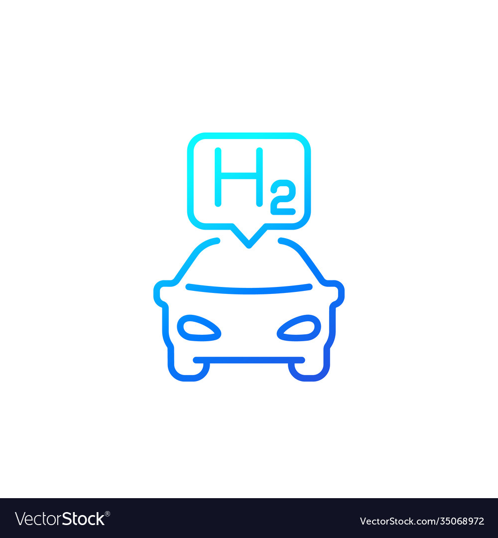 Hydrogen car line icon on white