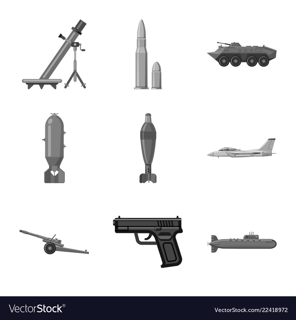 Isolated object of weapon and gun icon set vector image Isolated object of weapon and gun icon set