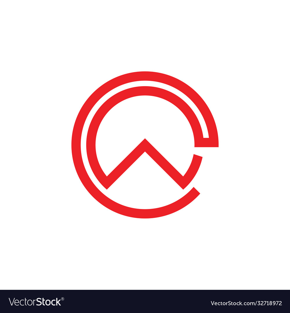 Letters cw simple circle linked line logo