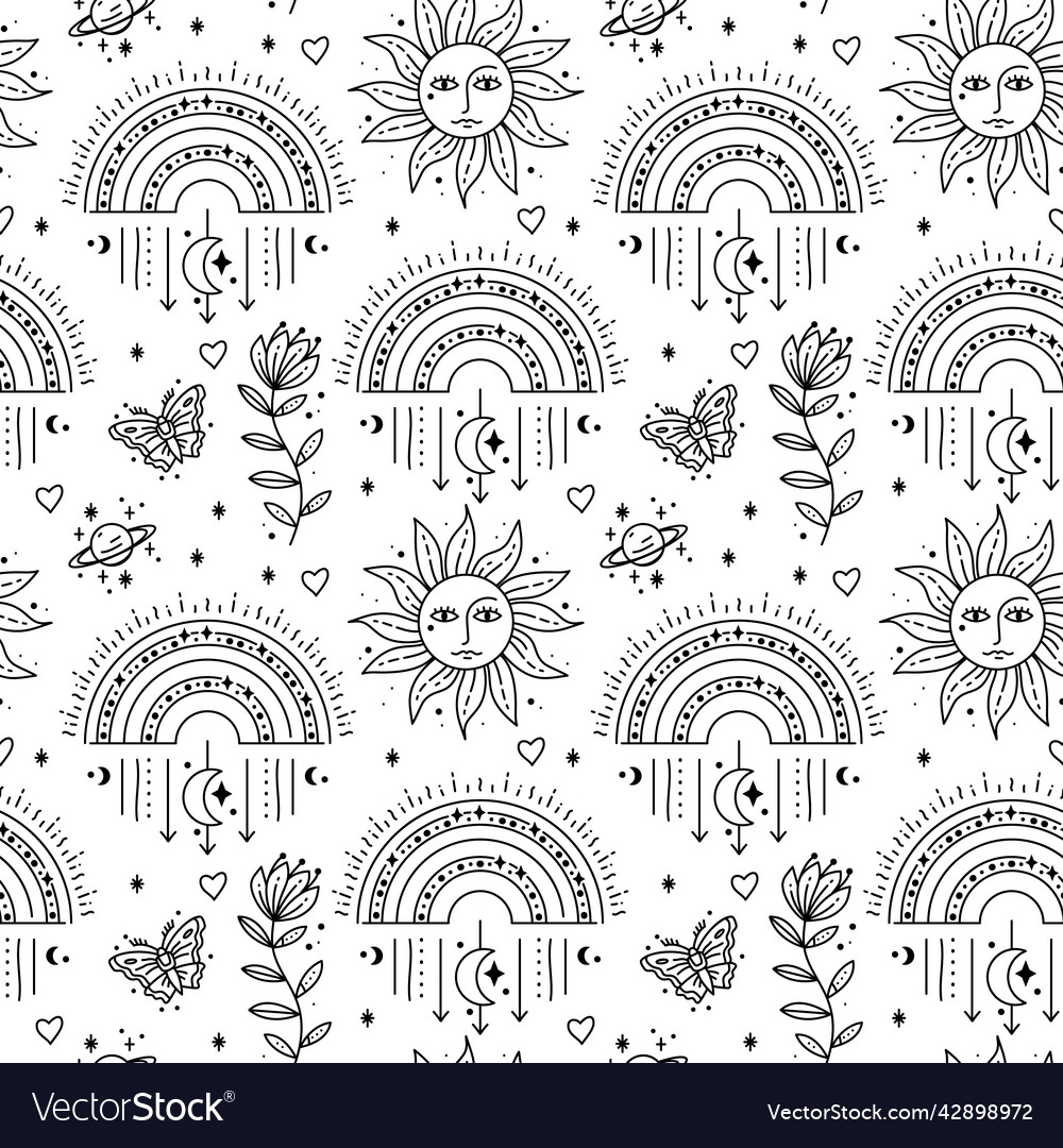 Magic boho symbols seamless pattern backdrop