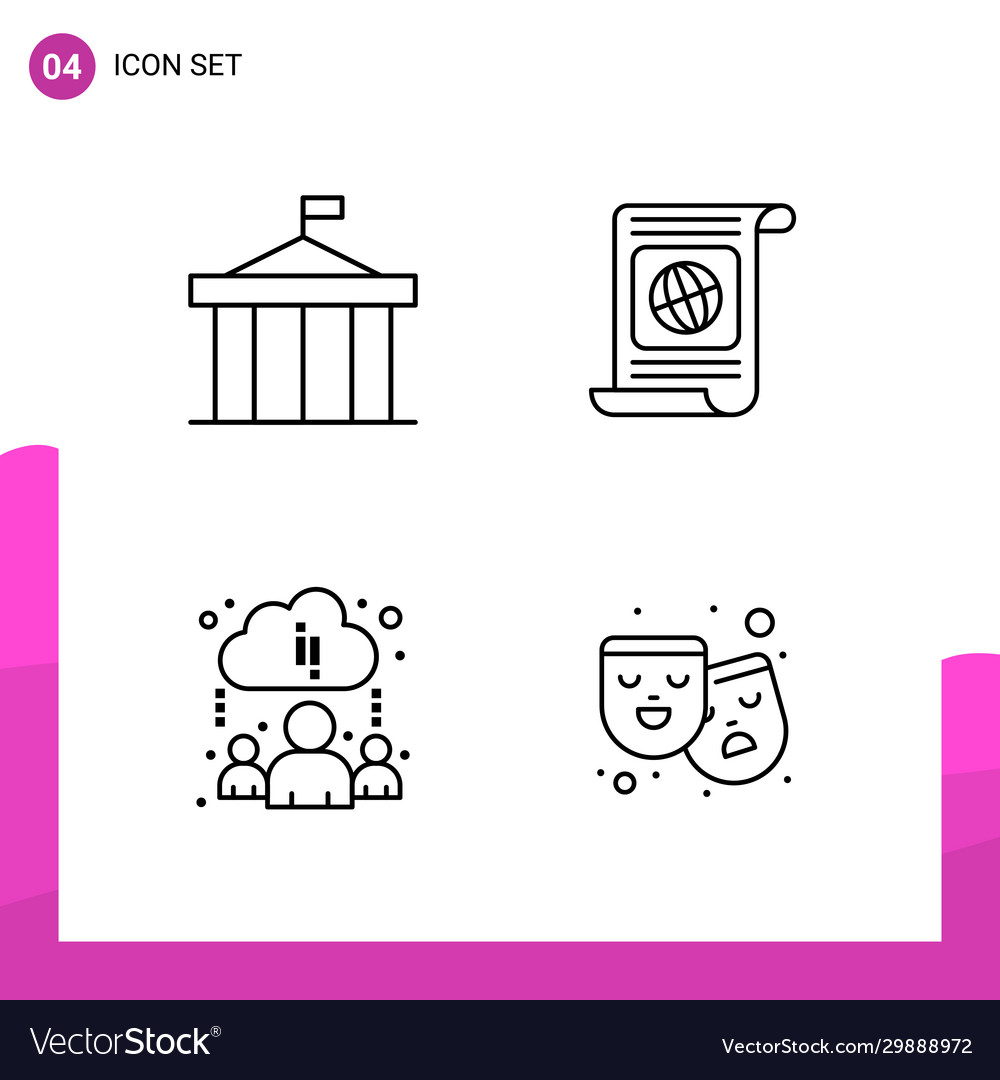 Outline icon set pack 4 line icons isolated Vector Image Outline icon set pack 4 line icons isolated