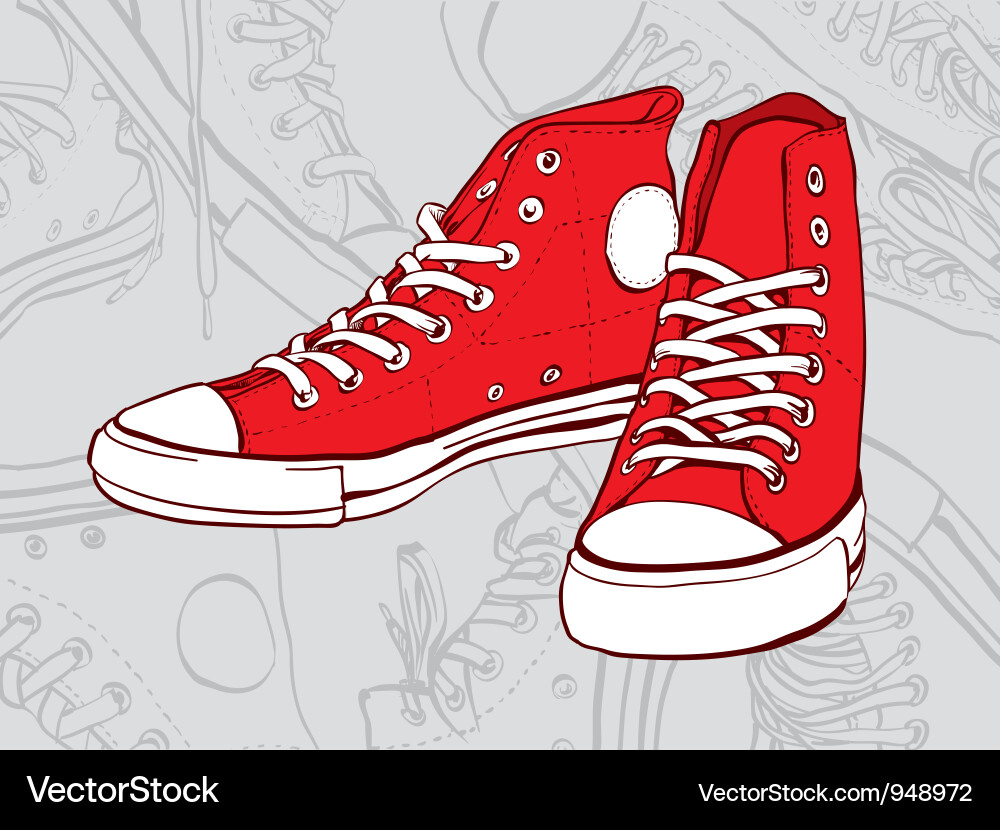 Red sneakers Royalty Free Vector Image - VectorStock